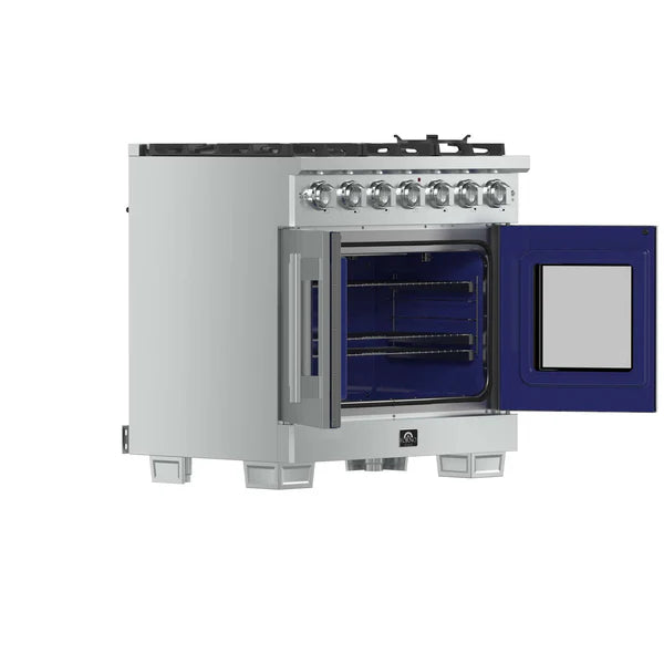 FORNO - Capriasca 36-Inch Freestanding French Door Gas Range, 6 Burners, Convection Oven, Energy Efficient