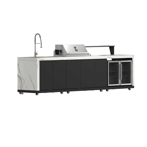 FORNO - Rimini Outdoor Kitchen: 30&quot; BBQ 62,600 BTU, 4.8 cu.ft. Refrigerators, White Countertops