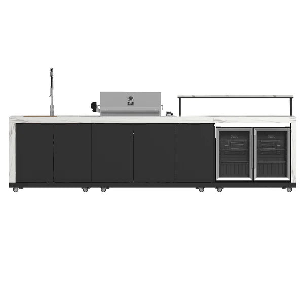 FORNO - Rimini Outdoor Kitchen: 30&quot; BBQ 62,600 BTU, 4.8 cu.ft. Refrigerators, White Countertops