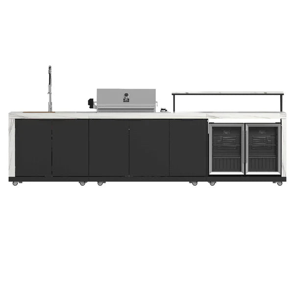 FORNO - Rimini Outdoor Kitchen: 30&quot; BBQ 62,600 BTU, 4.8 cu.ft. Refrigerators, White Countertops