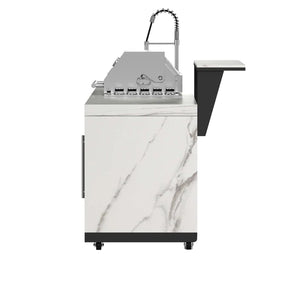 FORNO - Rimini Outdoor Kitchen: 30" BBQ 62,600 BTU, 4.8 cu.ft. Refrigerators, White Countertops