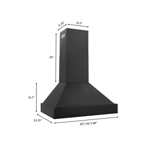 ZLINE - 36" Ducted Vent Black Stainless Steel Wall Mount Range Hood (BS655N-36)