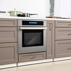 Cosmo 24 in. 2.5 cu. ft. Single Electric Wall Oven w/8 Functions and True European Convection in Stainless Steel