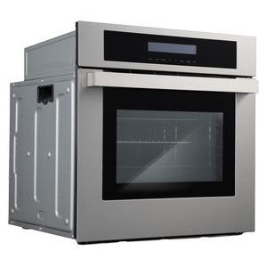 Cosmo 24 in. 2.5 cu. ft. Single Electric Wall Oven w/8 Functions and True European Convection in Stainless Steel