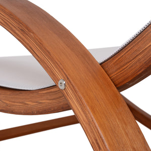 Deko Living - Outdoor Cedar Wood Patio Lounge Daybed with White Textilene Fabric & Canopy