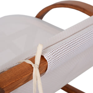 Deko Living - Outdoor Cedar Wood Patio Lounge Daybed with White Textilene Fabric & Canopy