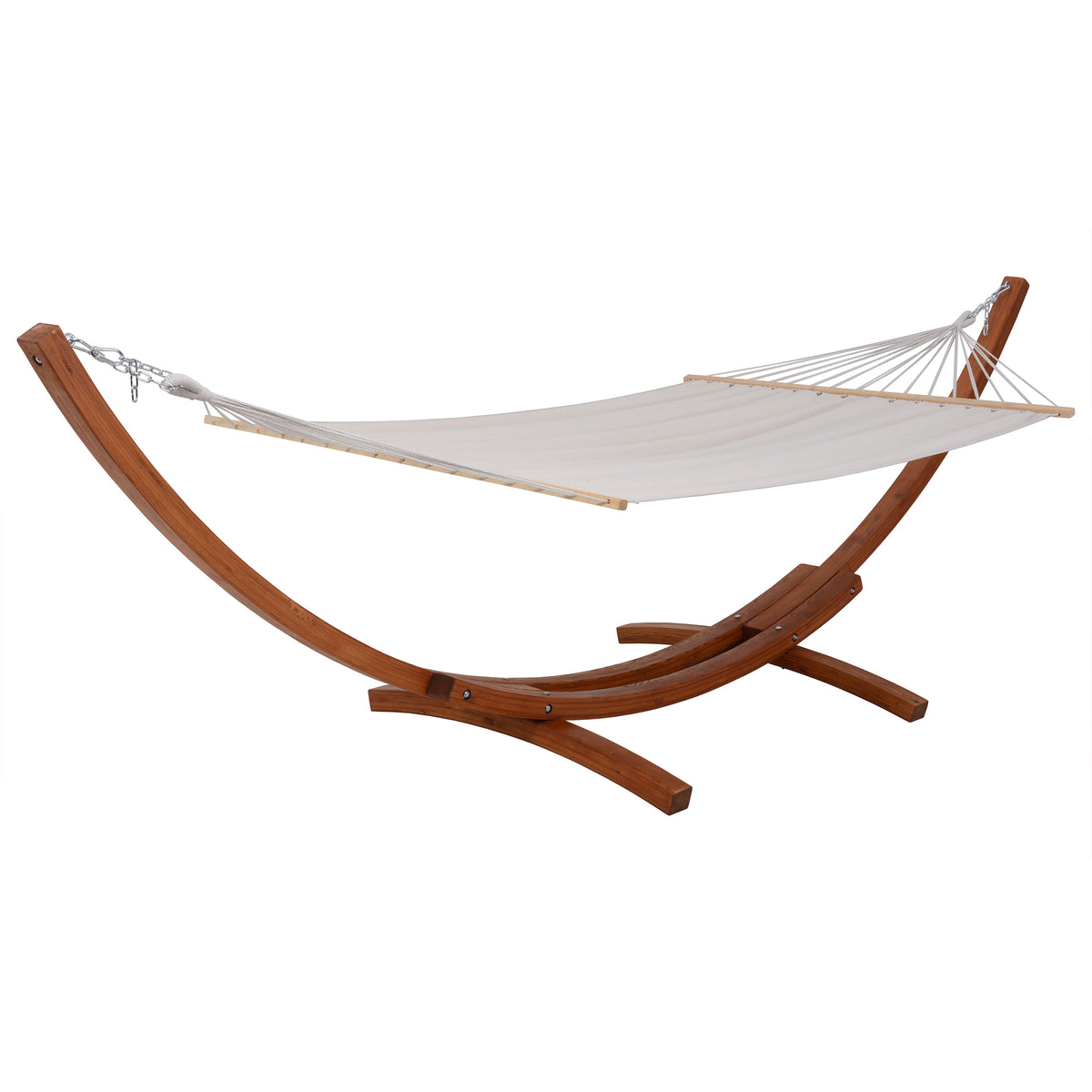 Deko Living - Outdoor Cedar Wood Hammock with White Textilene Fabric