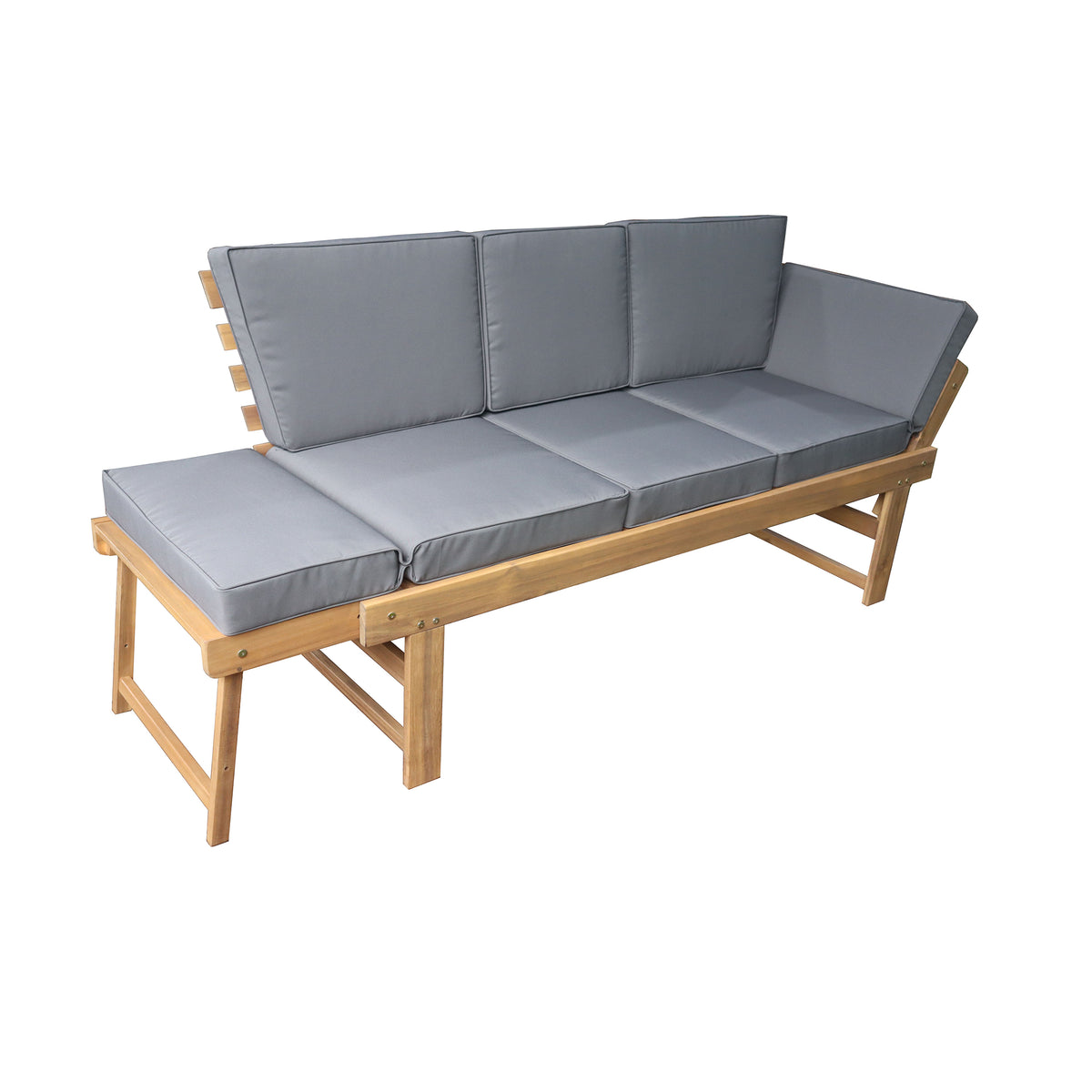 Deko Living - Outdoor Acacia Wood Patio Bench/Lounge with Fold Down Center Table &amp; Side Panels