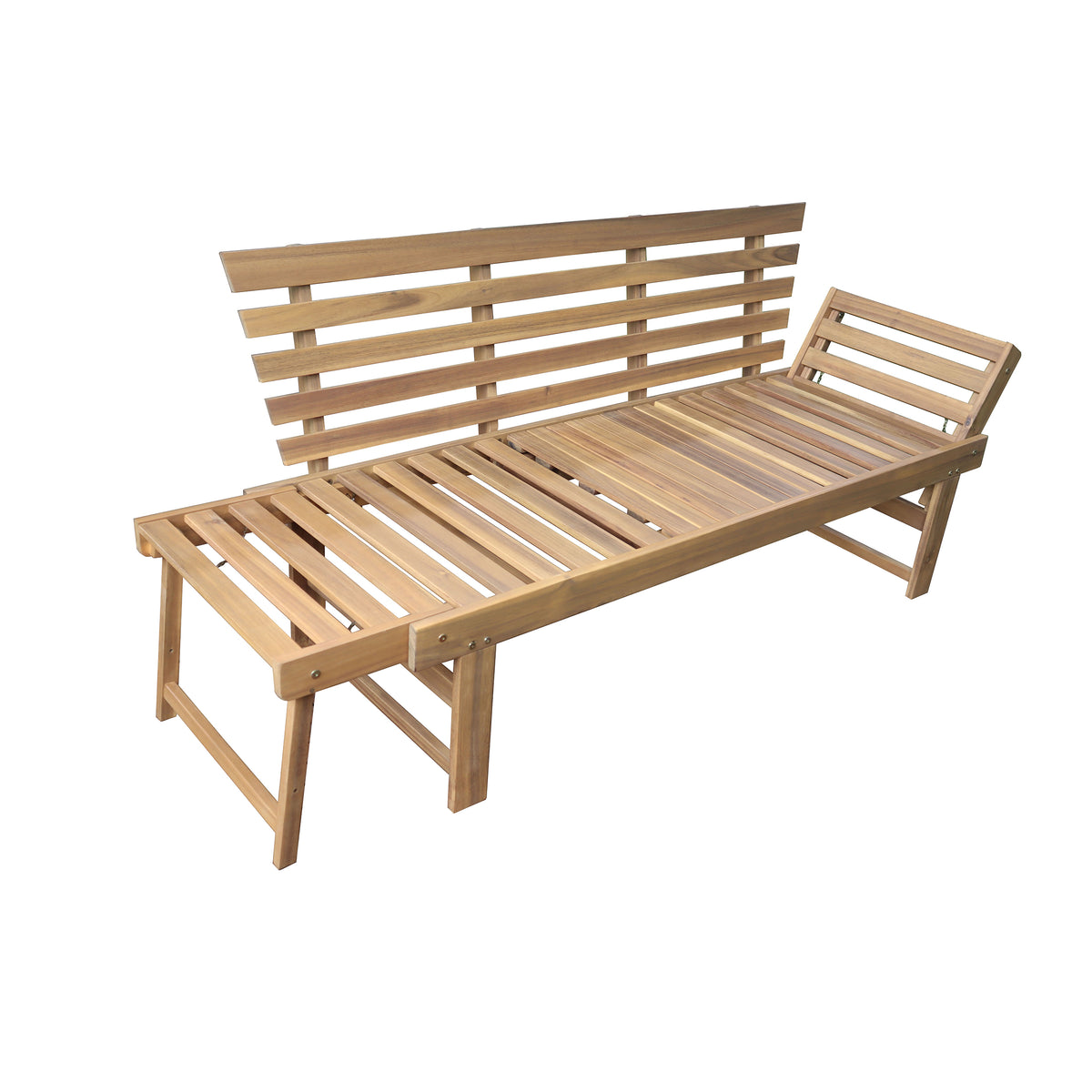 Deko Living - Outdoor Acacia Wood Patio Bench/Lounge with Fold Down Center Table &amp; Side Panels