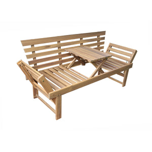 Deko Living - Outdoor Acacia Wood Patio Bench/Lounge with Fold Down Center Table & Side Panels