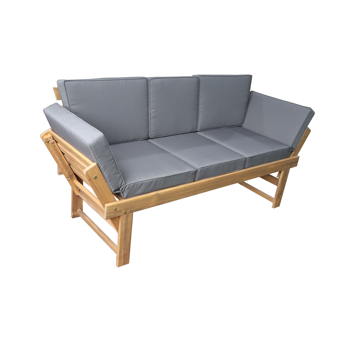 Deko Living - Outdoor Acacia Wood Patio Bench/Lounge with Fold Down Center Table &amp; Side Panels