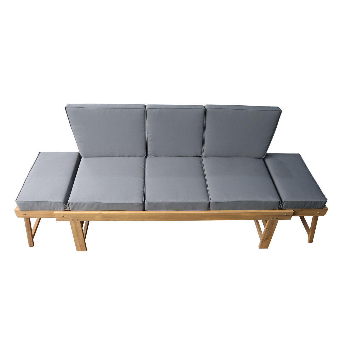 Deko Living - Outdoor Acacia Wood Patio Bench/Lounge with Fold Down Center Table &amp; Side Panels