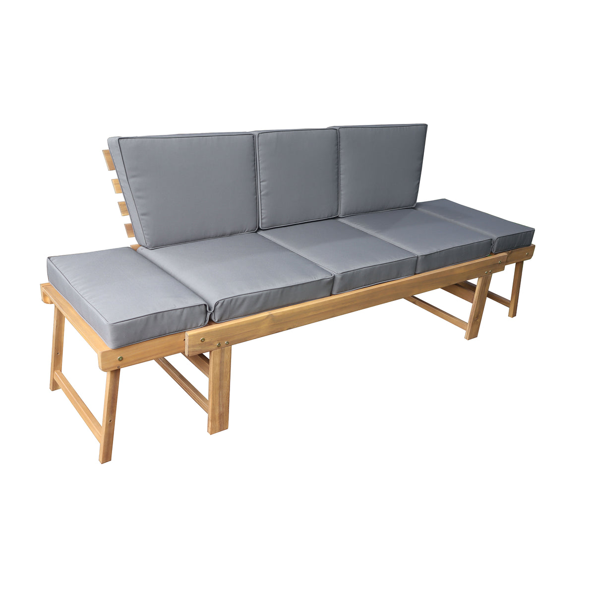Deko Living - Outdoor Acacia Wood Patio Bench/Lounge with Fold Down Center Table &amp; Side Panels