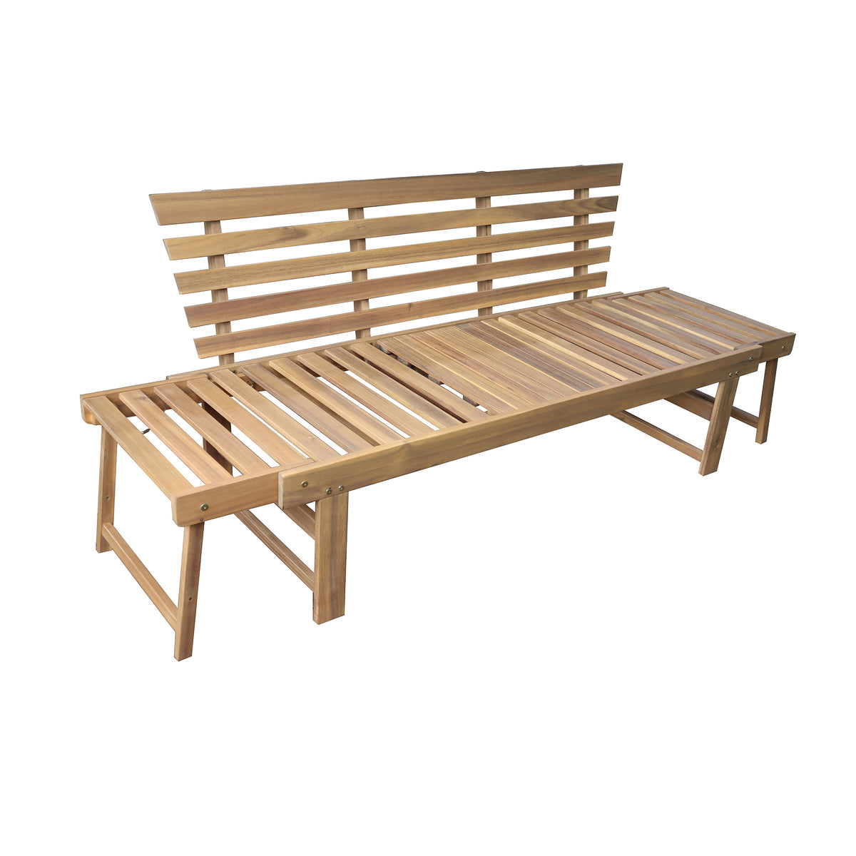 Deko Living - Outdoor Acacia Wood Patio Bench/Lounge with Fold Down Center Table &amp; Side Panels