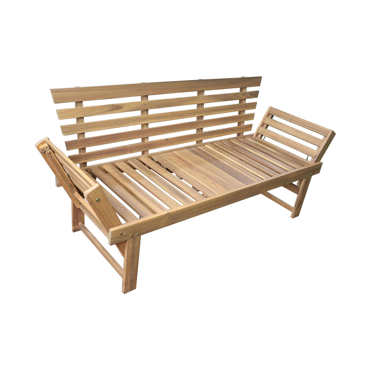 Deko Living - Outdoor Acacia Wood Patio Bench/Lounge with Fold Down Center Table &amp; Side Panels
