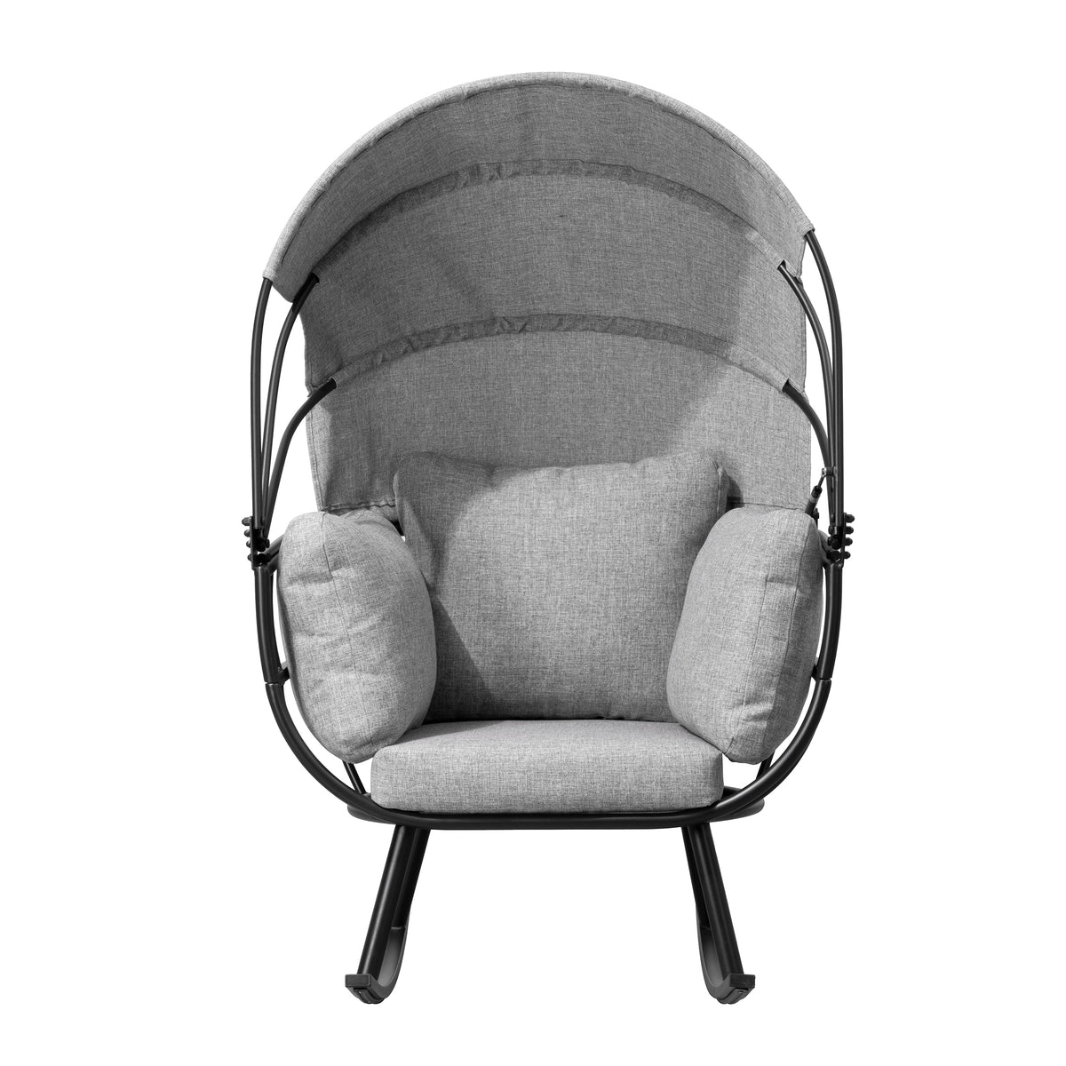 Deko Living - Outdoor Rocking Patio Egg Chair with Gray Upholstery