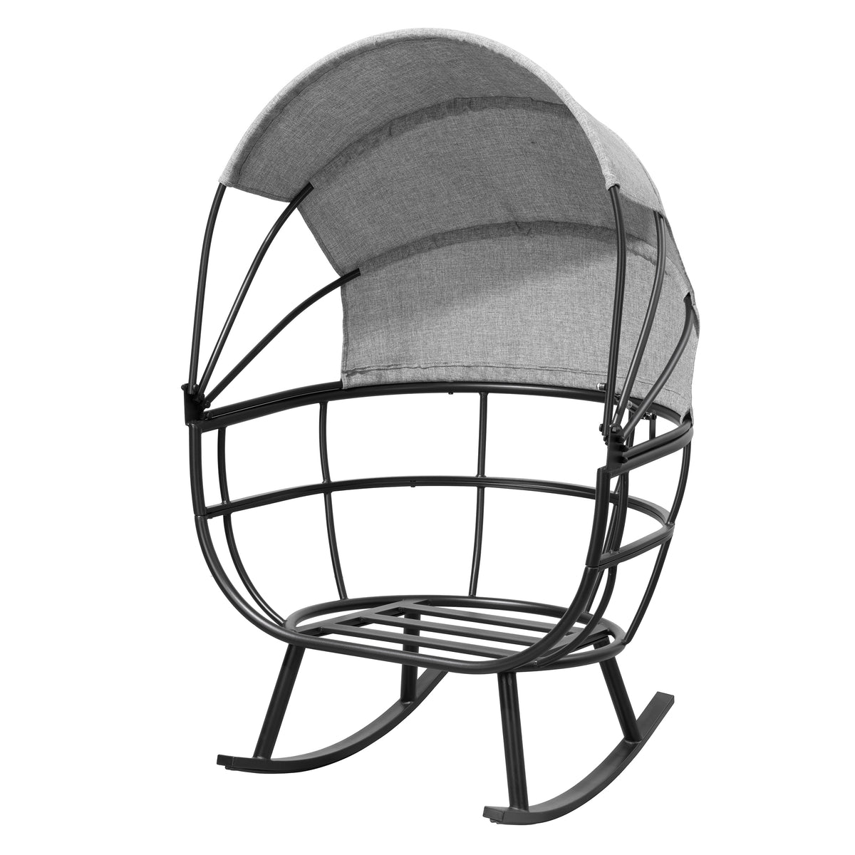 Deko Living - Outdoor Rocking Patio Egg Chair with Gray Upholstery