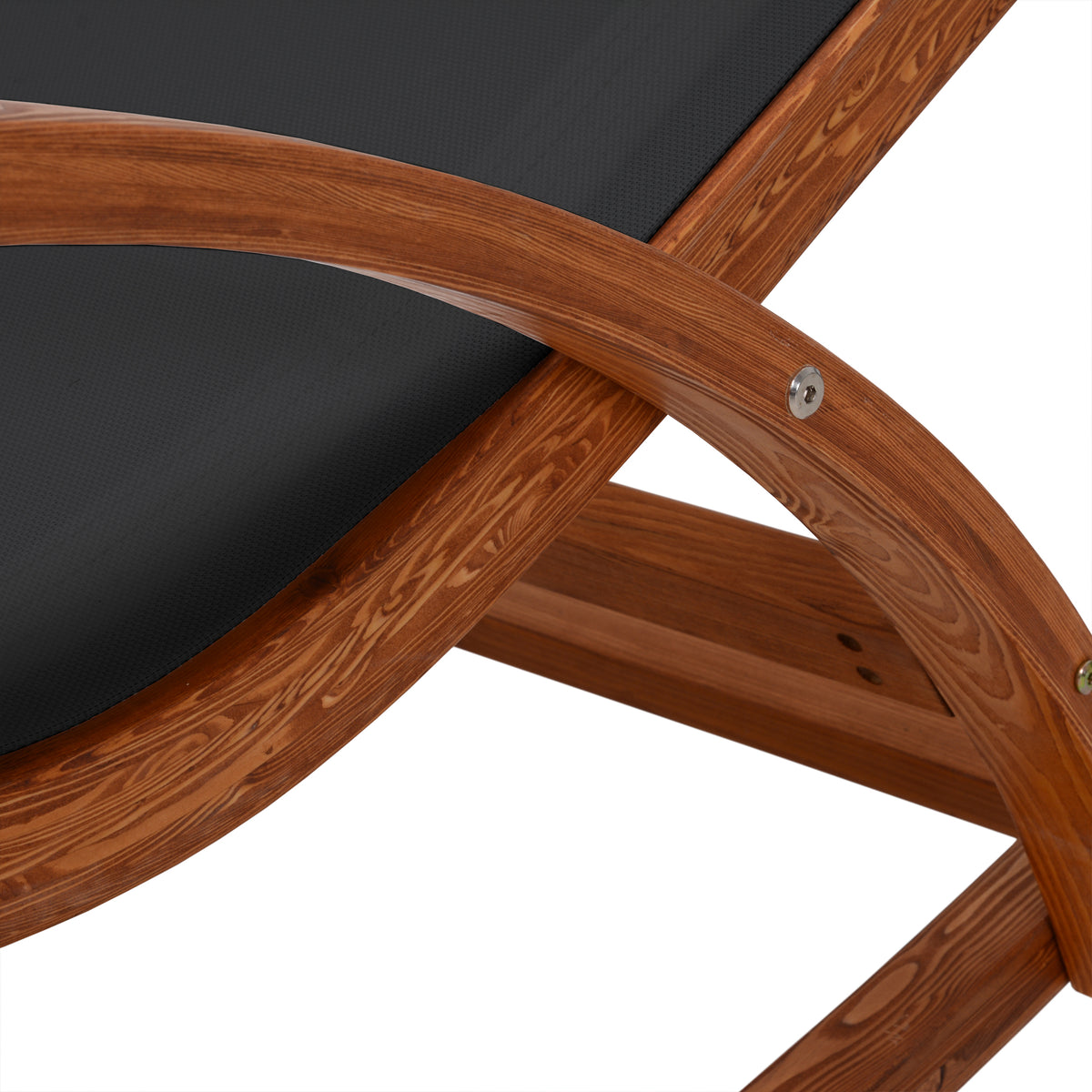 Deko Living - Outdoor Cedar Wood Patio Lounge Chair with Black Textilene Fabric