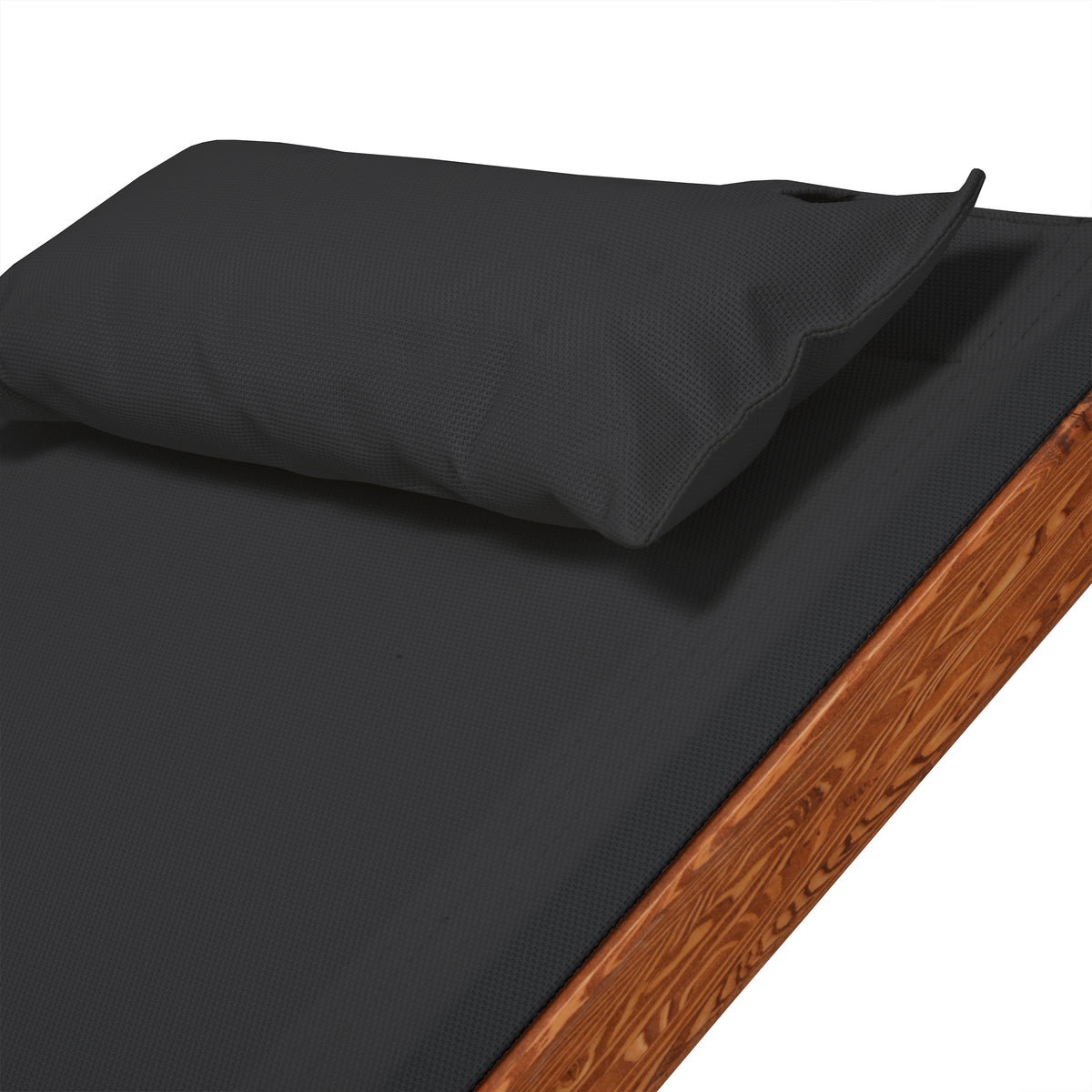 Deko Living - Outdoor Cedar Wood Patio Lounge Chair with Black Textilene Fabric