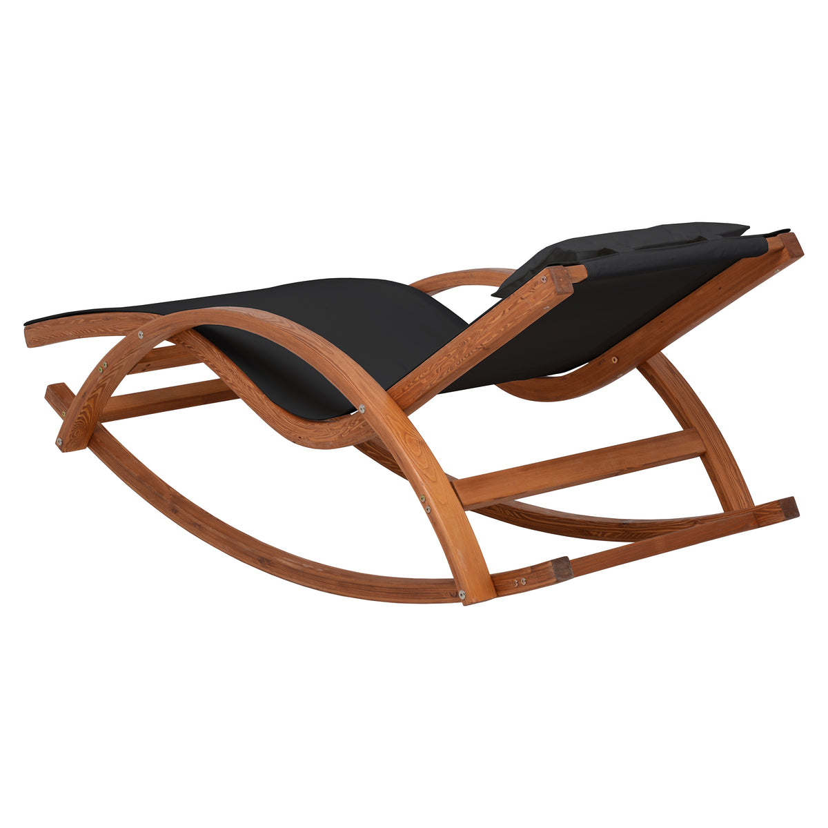 Deko Living - Outdoor Cedar Wood Patio Lounge Chair with Black Textilene Fabric