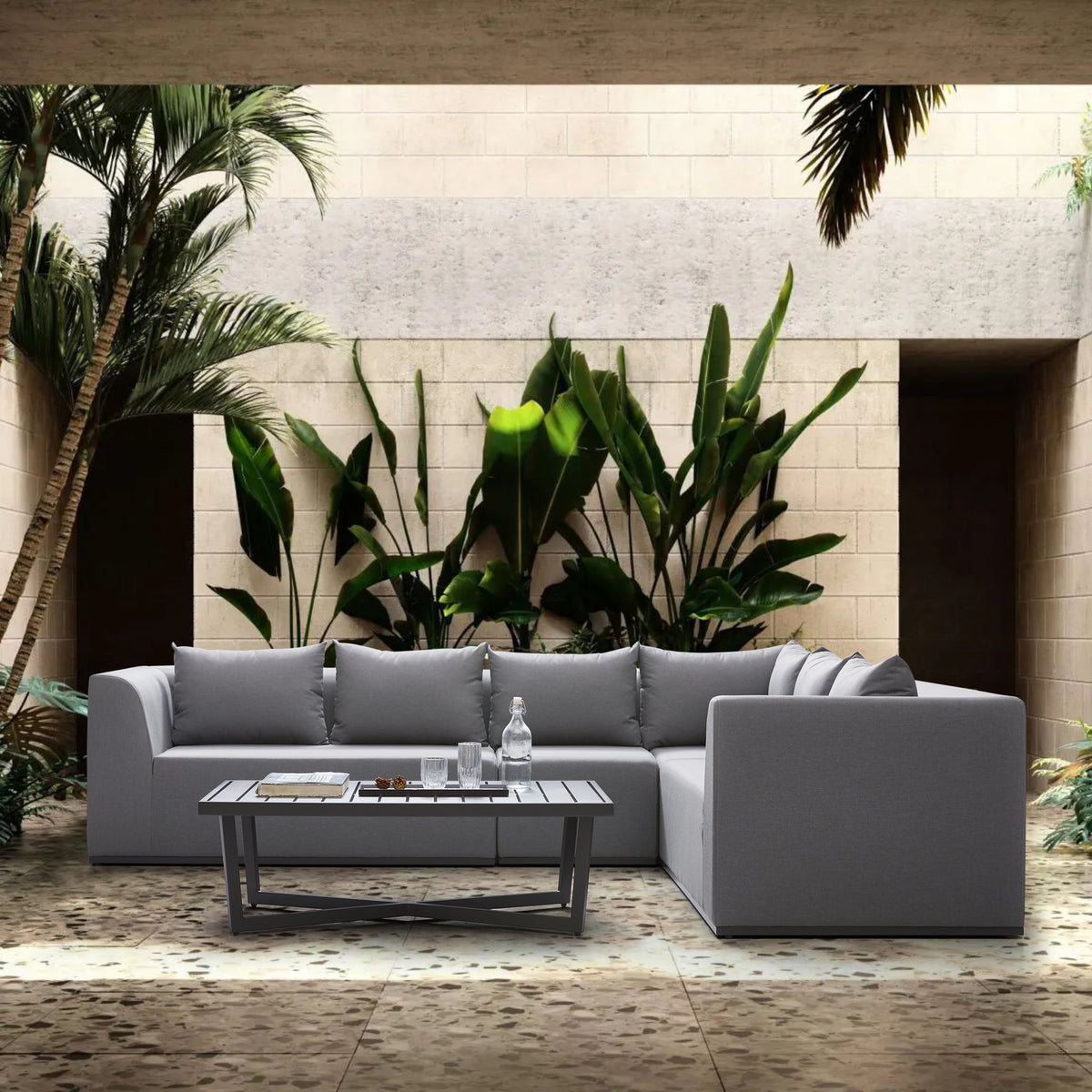 Deko Living - Ficarazzi Outdoor Patio Sofa Set &amp; Coffee Table