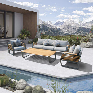 Deko Living - Palazzolo Outdoor Teak Patio and Coffee Table Set