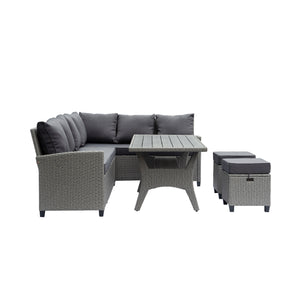 Deko Living - Outdoor Wicker Patio Sectional Sofa & Ottoman Set with Table