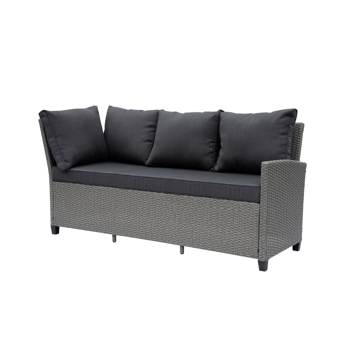 Deko Living - Outdoor Wicker Patio Sectional Sofa &amp; Ottoman Set with Table