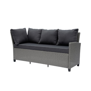 Deko Living - Outdoor Wicker Patio Sectional Sofa & Ottoman Set with Table