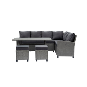 Deko Living - Outdoor Wicker Patio Sectional Sofa & Ottoman Set with Table