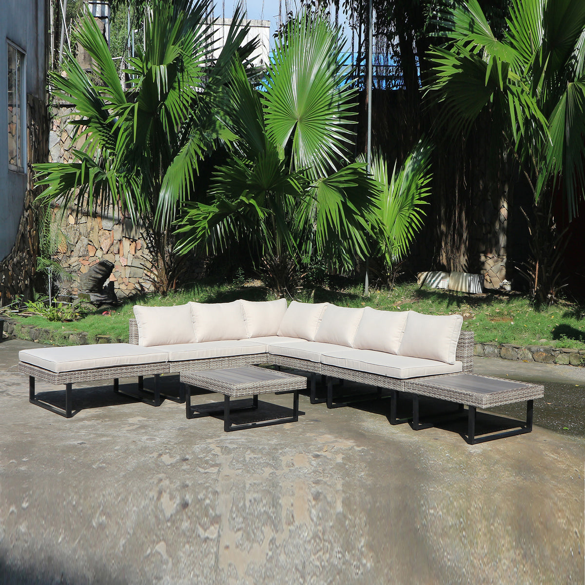 Deko Living - Outdoor Corner Patio Sectional &amp; Tables