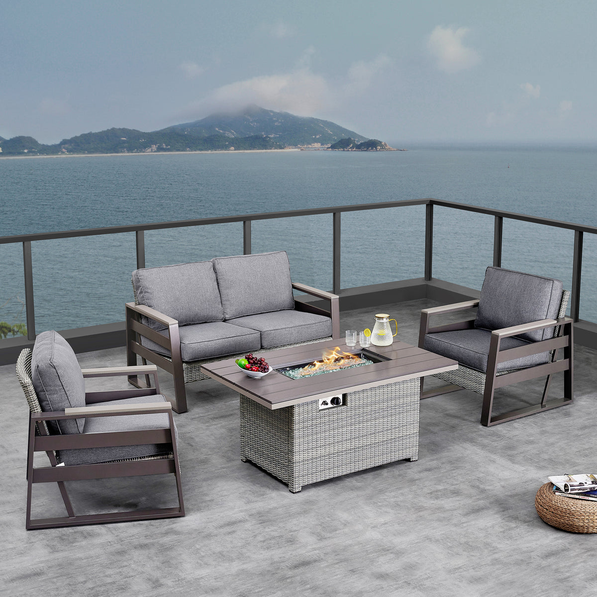 Deko Living - Tricarico Outdoor Patio Set &amp; Firepit