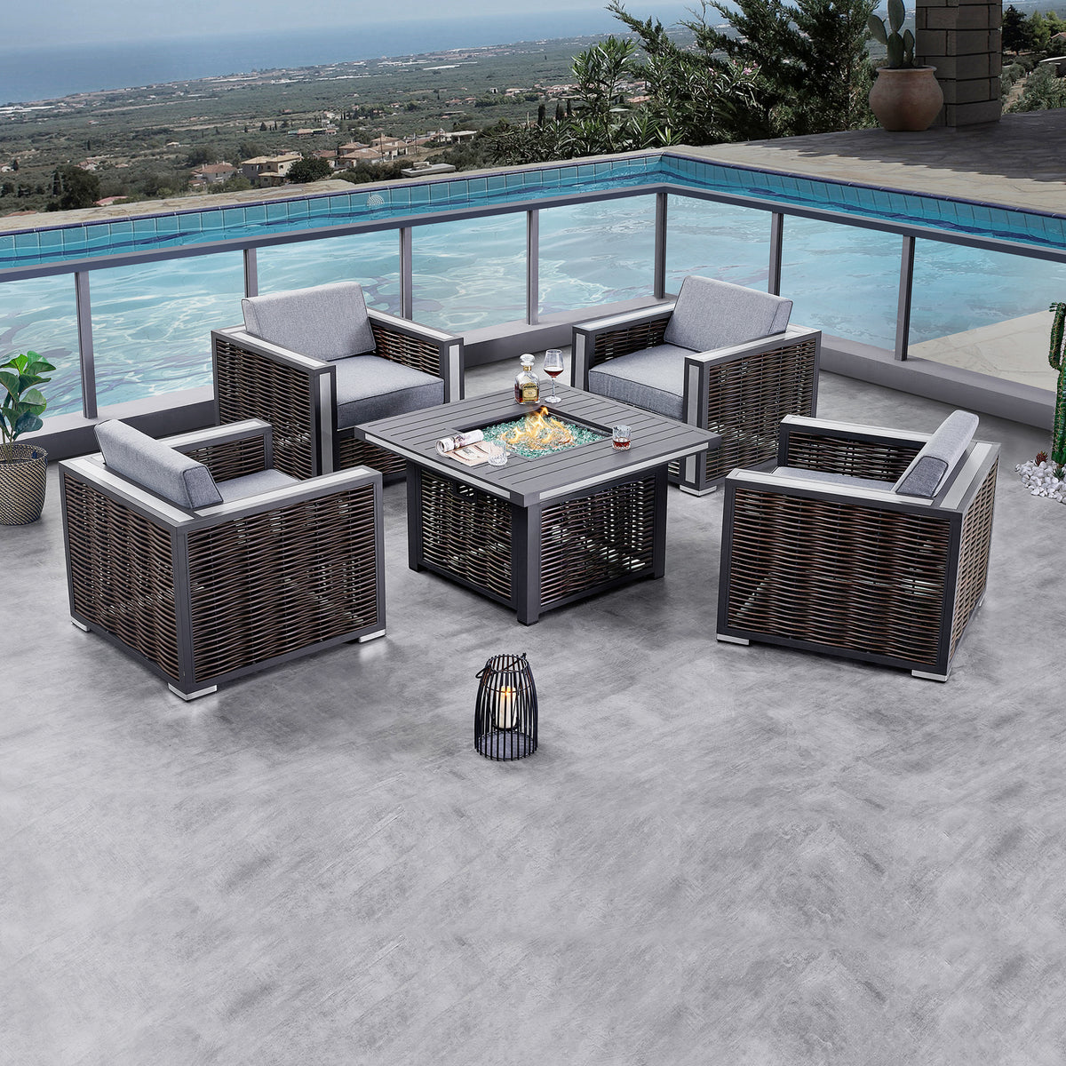 Deko Living - Avola Outdoor Patio Set & Firepit
