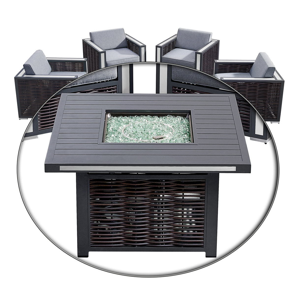 Deko Living - Avola Outdoor Patio Set & Firepit