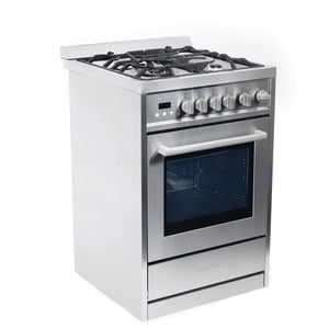 Cosmo 24 in. 2.73 cu. ft. Single Oven Gas Range with 4 Burner Cooktop and Heavy Duty Cast Iron Grates in Stainless Steel