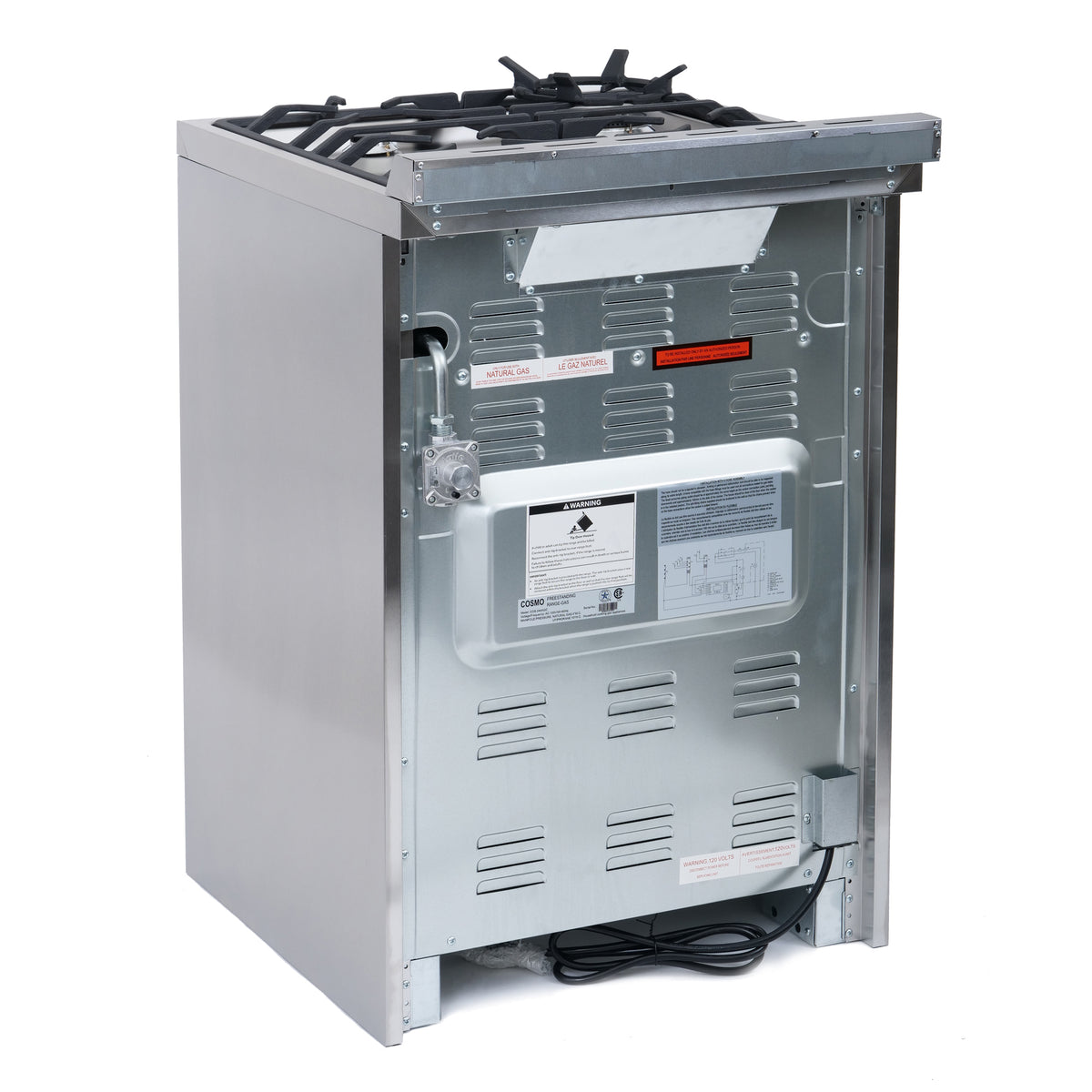 Cosmo 24 in. 2.73 cu. ft. Single Oven Gas Range with 4 Burner Cooktop and Heavy Duty Cast Iron Grates in Stainless Steel