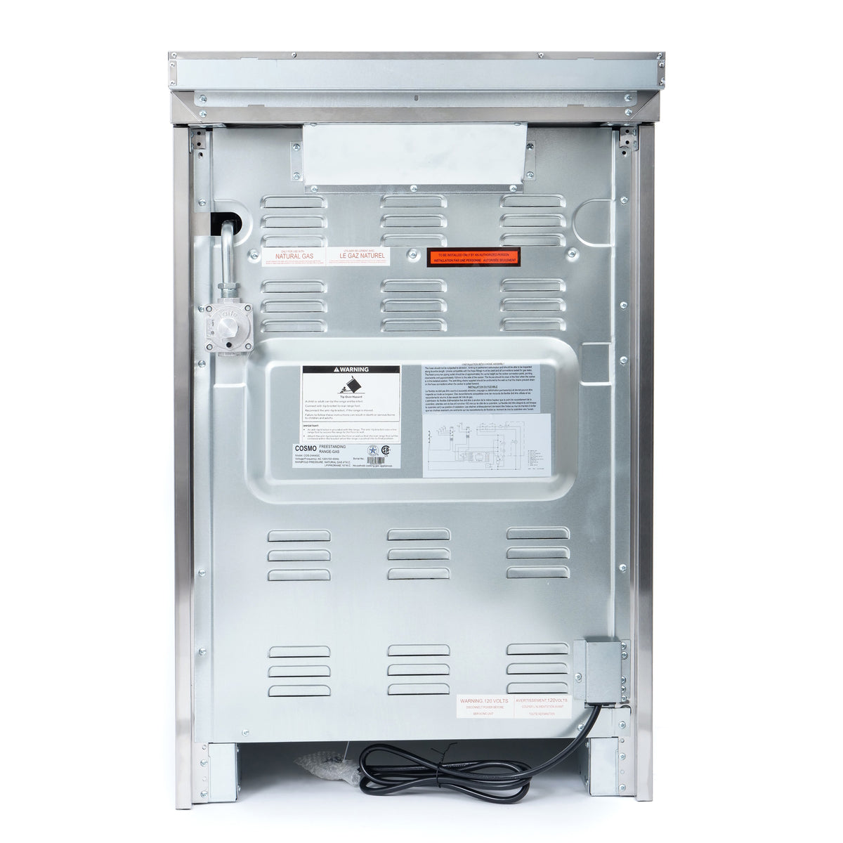 Cosmo 24 in. 2.73 cu. ft. Single Oven Gas Range with 4 Burner Cooktop and Heavy Duty Cast Iron Grates in Stainless Steel