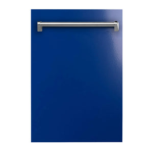 ZLINE 18 in. Compact Blue Gloss Top Control Dishwasher with Stainless Steel Tub and Traditional Style Handle, 52dBa