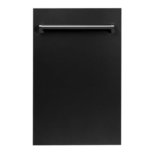 ZLINE 18 in. Compact Black Matte Top Control Dishwasher with Stainless Steel Tub and Traditional Style Handle, 52dBa