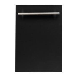 ZLINE 18 in. Compact Black Matte Top Control Dishwasher with Stainless Steel Tub and Modern Style Handle, 52dBa