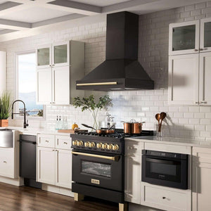 ZLINE - 30" Black Stainless Steel Range Hood with Champagne Bronze Handle (BS655-30-CB)