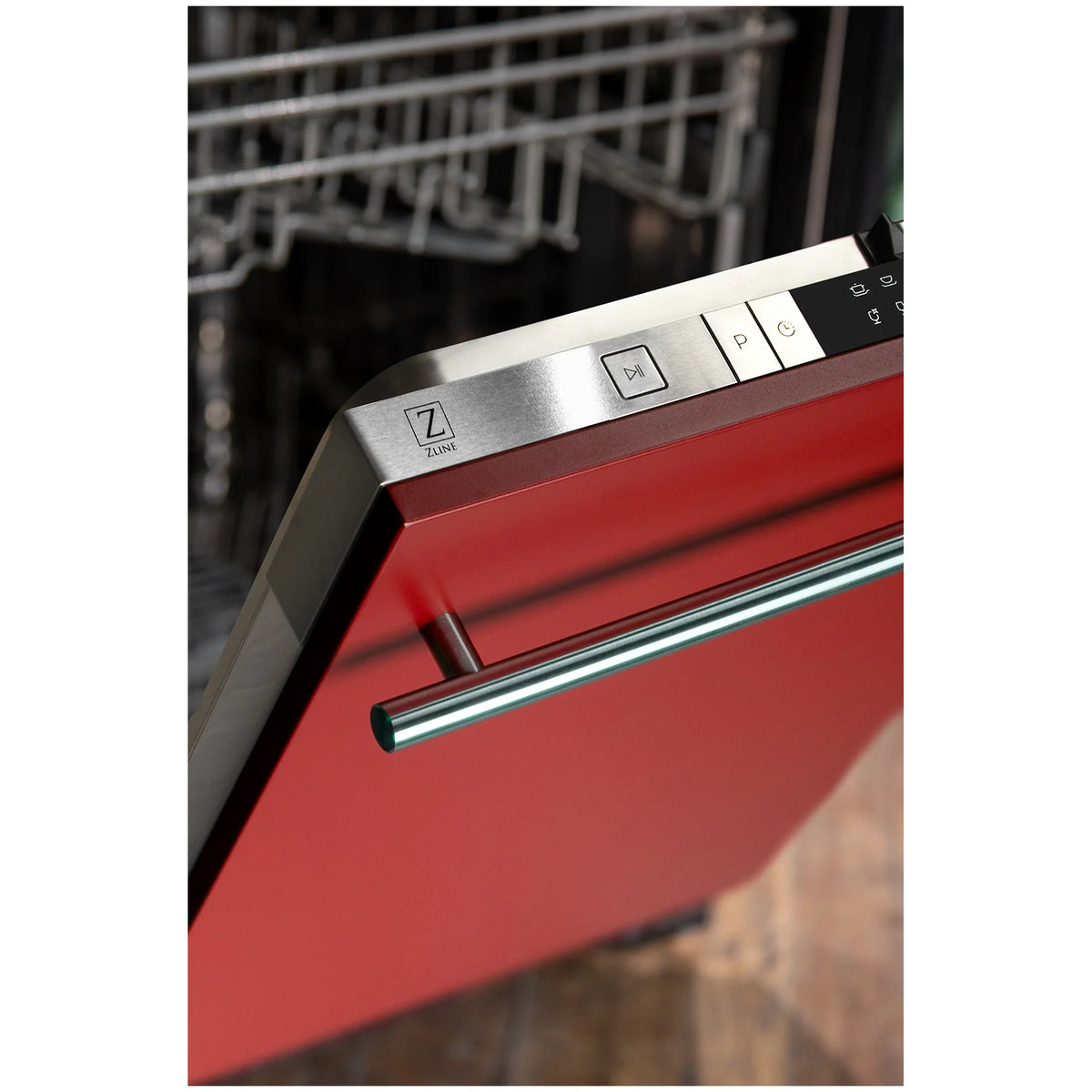 ZLINE 24 in. Red Matte Top Control Dishwasher with Stainless Steel Tub and Modern Style Handle, 52dBa