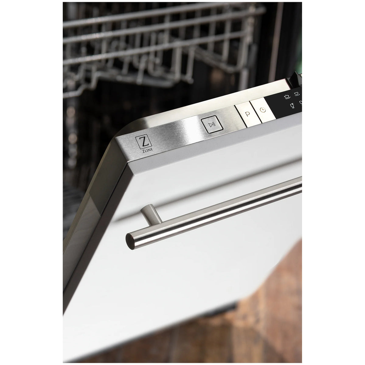 ZLINE 24 in. White Matte Top Control Dishwasher with Stainless Steel Tub and Modern Style Handle, 52dBa