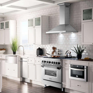 ZLINE - 30" Convertible Vent Wall Mount Range Hood in Stainless Steel with Crown Molding (KBCRN-30)