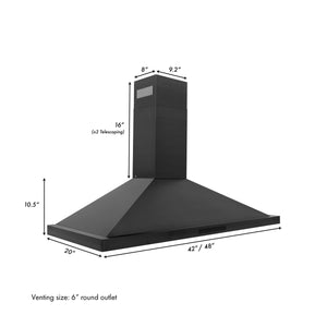 ZLINE 48" Kitchen Package with Black Stainless Steel Dual Fuel Range, Convertible Vent Range Hood and Dishwasher