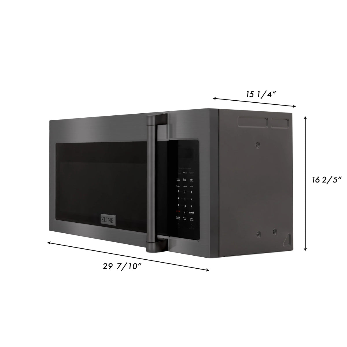 ZLINE - 1.5 cu. ft. Over the Range Convection Microwave Oven in Black Stainless Steel with Traditional Handle and Sensor Cooking