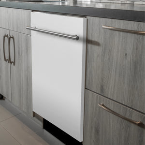 ZLINE 24 in. White Matte Top Control Dishwasher with Stainless Steel Tub and Modern Style Handle, 52dBa