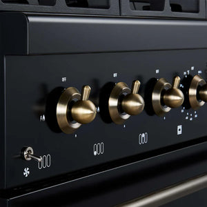 FORNO - Antico 36-inch Dual Fuel Range, Black and Antique Brass, 6 Burners, 4.5 cu.ft. Convection Oven