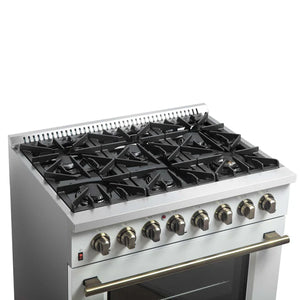 FORNO - Galiano 36" Freestanding Dual Fuel Range in White