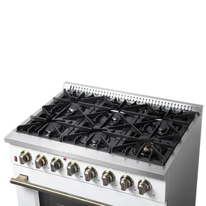 FORNO - Galiano 36" Freestanding Dual Fuel Range in White